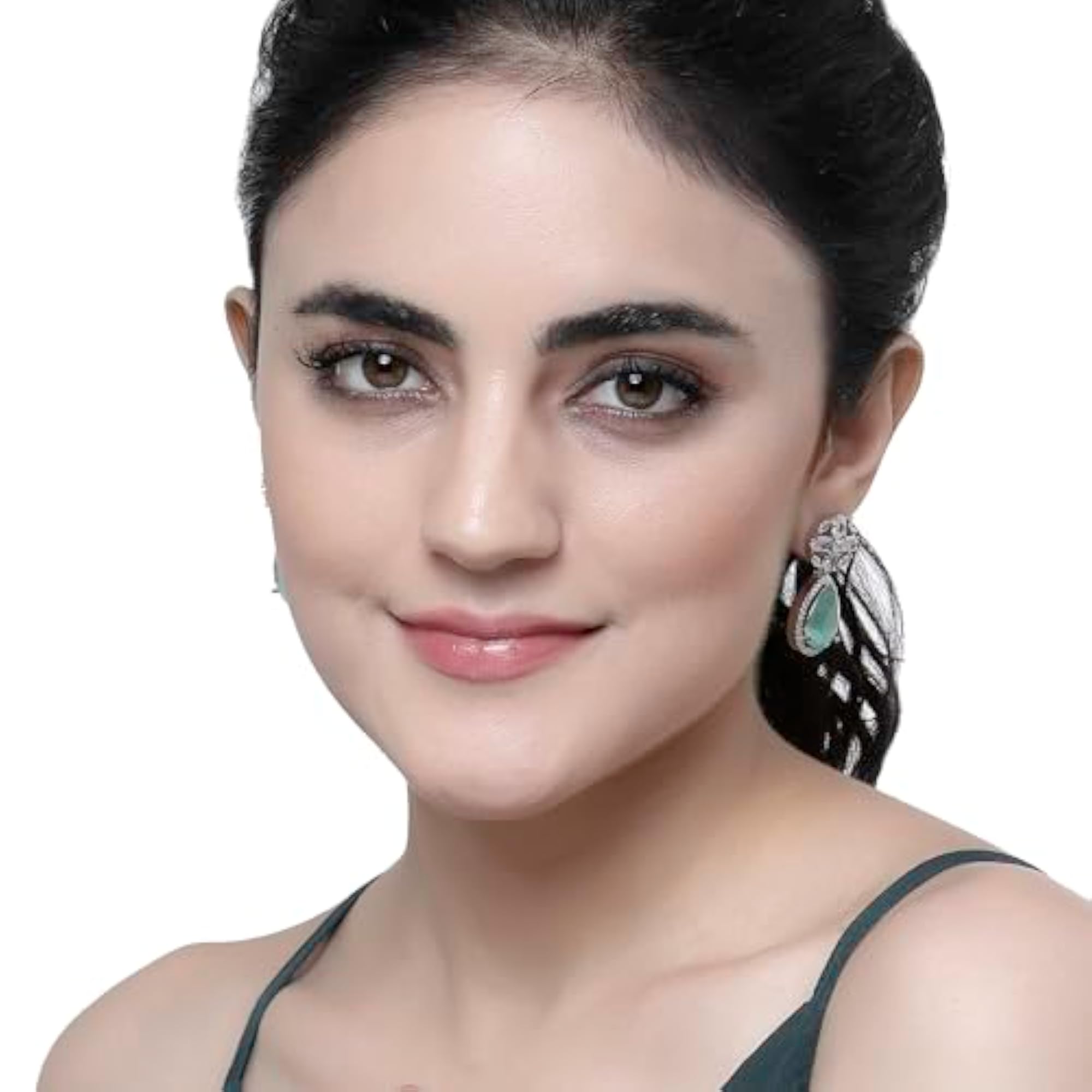 Rhodium-Plated Teardrop & Floral Drop Earrings